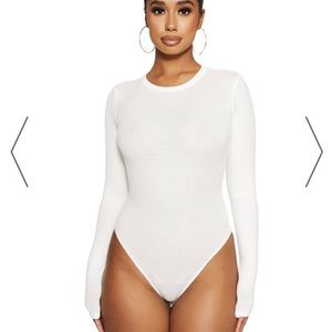 NWT Naked Wardrobe White Crew Neck Bodysuit